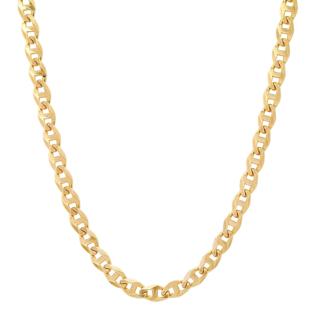 6MM Solid Diamond-Cut Mariner Chain in polished yellow gold
