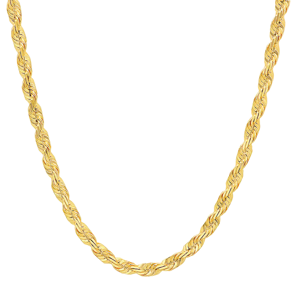 6MM Solid Diamond-Cut Rope Chain in polished yellow gold