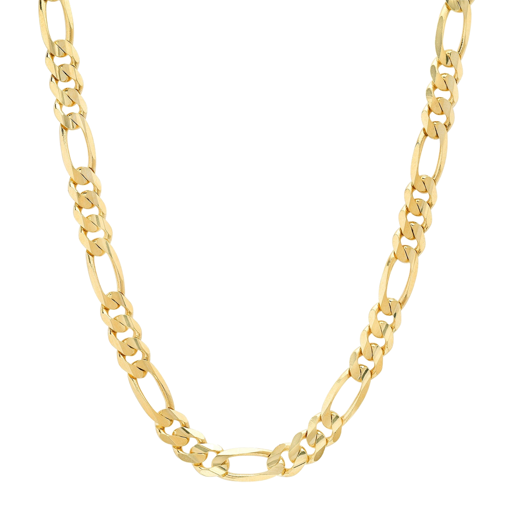 7.5MM Solid Plain Figaro Chain in polished yellow gold