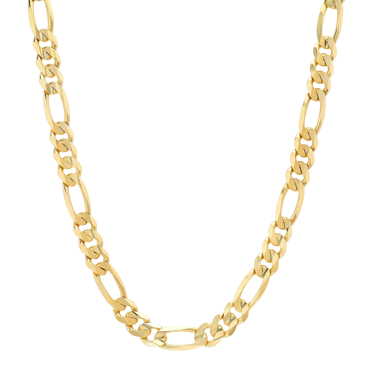 7.5MM Solid Plain Figaro Chain in polished yellow gold