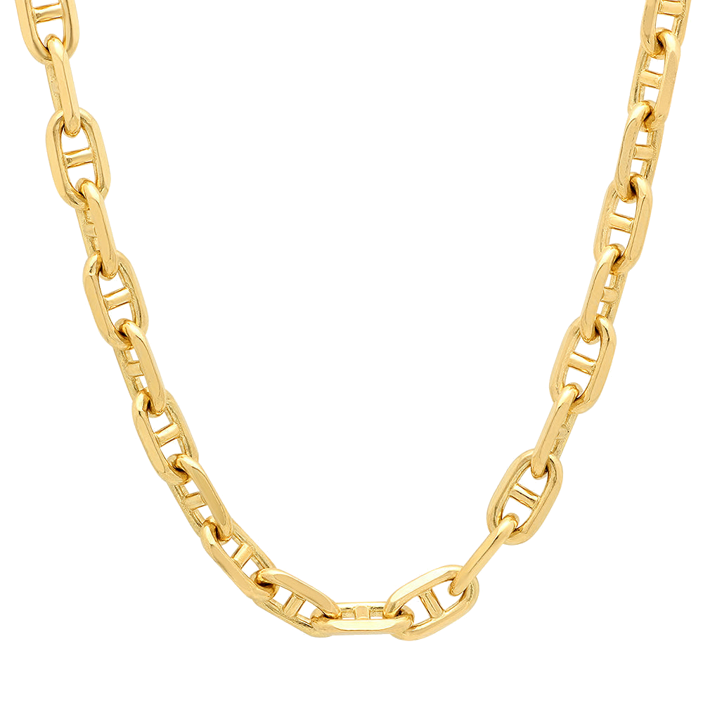 8MM Solid Alternating Mariner Chain in polished yellow gold