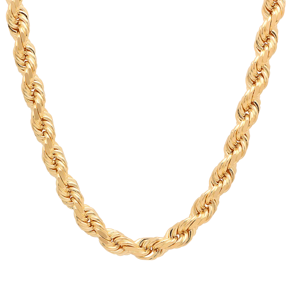 8MM Solid Diamond-Cut Rope Chain in polished yellow gold