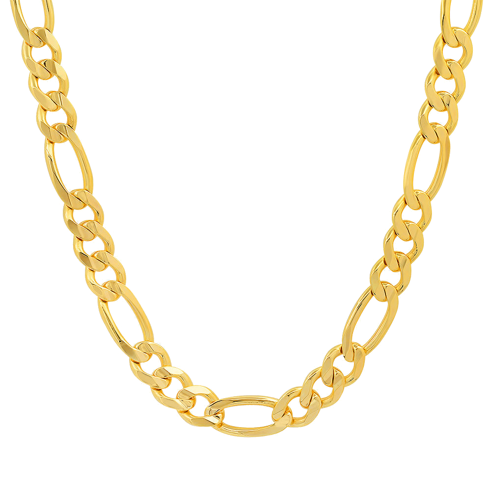 8MM Solid Plain Figaro Chain in polished yellow gold