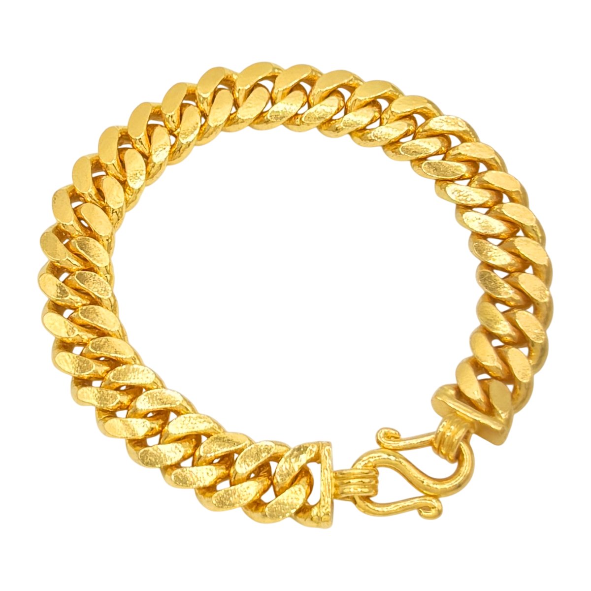 10MM Solid Flat Cuban Link Bracelet — yellow gold