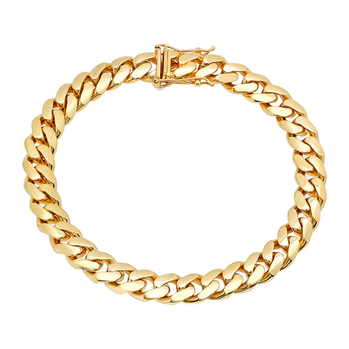10MM Solid Miami Cuban Link Bracelet — yellow gold