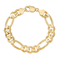 11MM Solid Figaro Bracelet — yellow gold