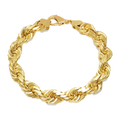 12MM Solid Diamond-Cut Rope Bracelet — yellow gold