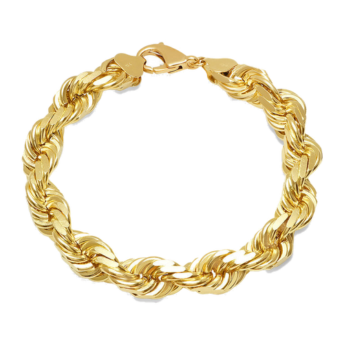 12MM Solid Diamond-Cut Rope Bracelet — yellow gold