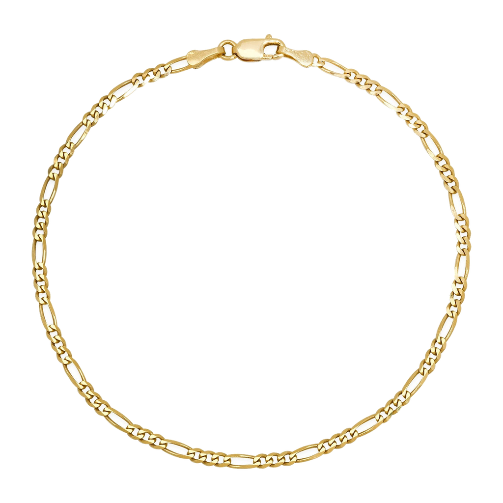 2.5MM Solid Figaro Bracelet — yellow gold