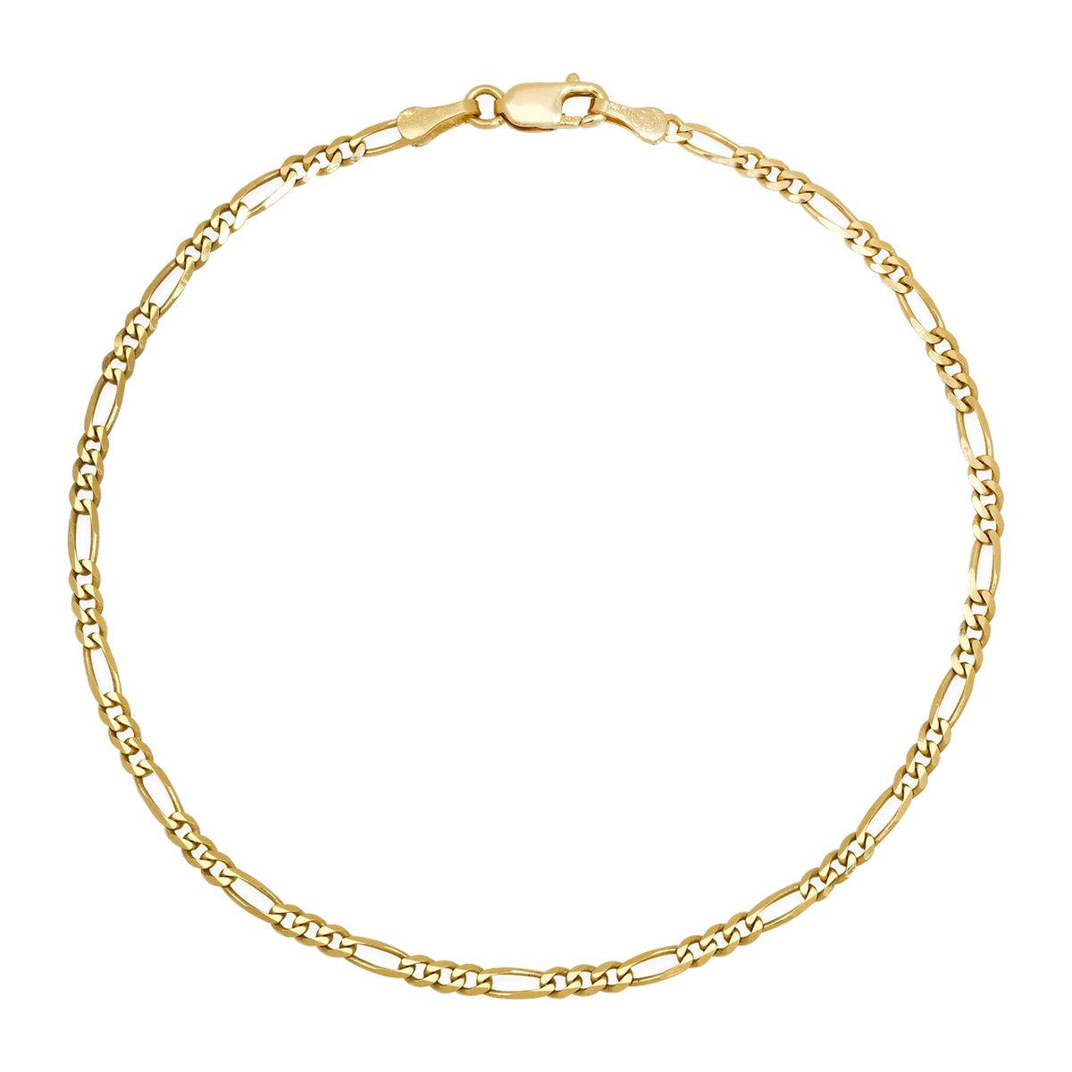 2.5MM Solid Figaro Bracelet — yellow gold