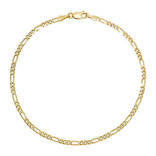 2.5MM Solid Figaro Bracelet — yellow gold