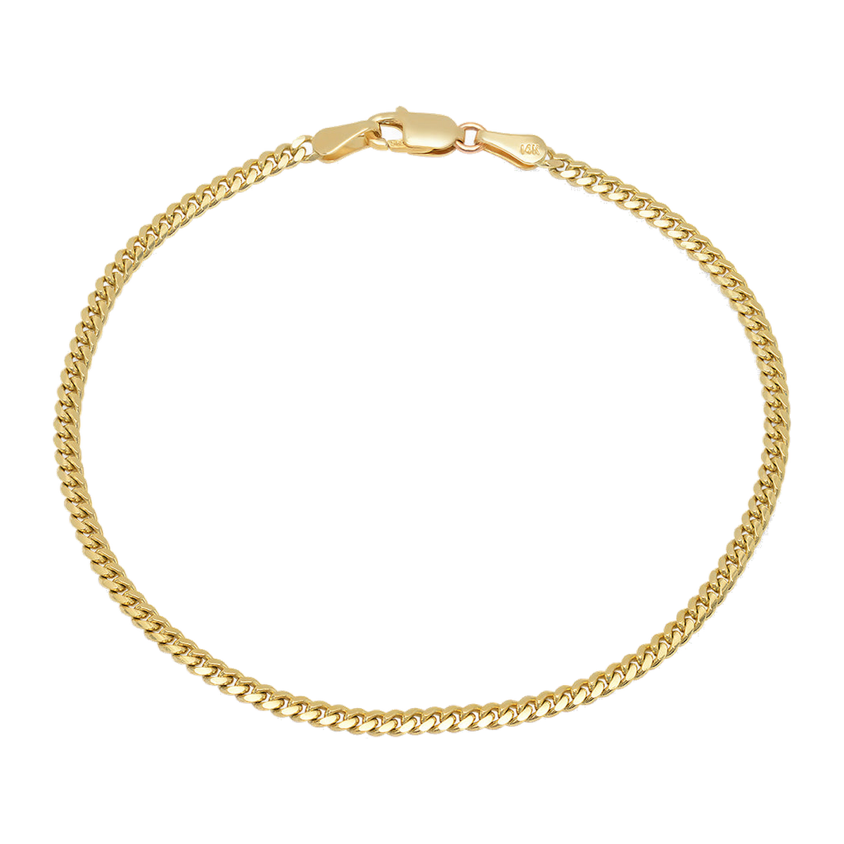2.5MM Solid Miami Cuban Link Bracelet — yellow gold