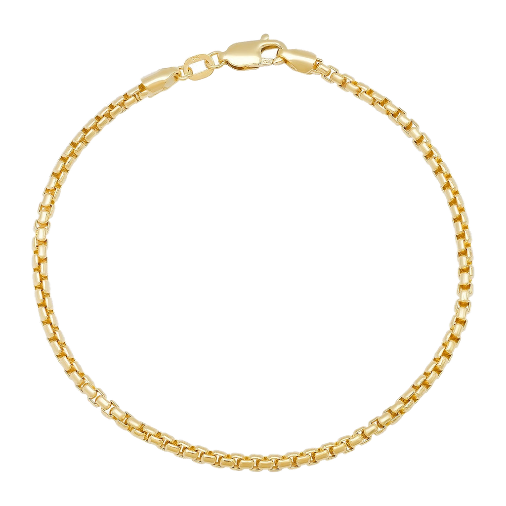2.5MM Solid Rounded Box Bracelet — yellow gold