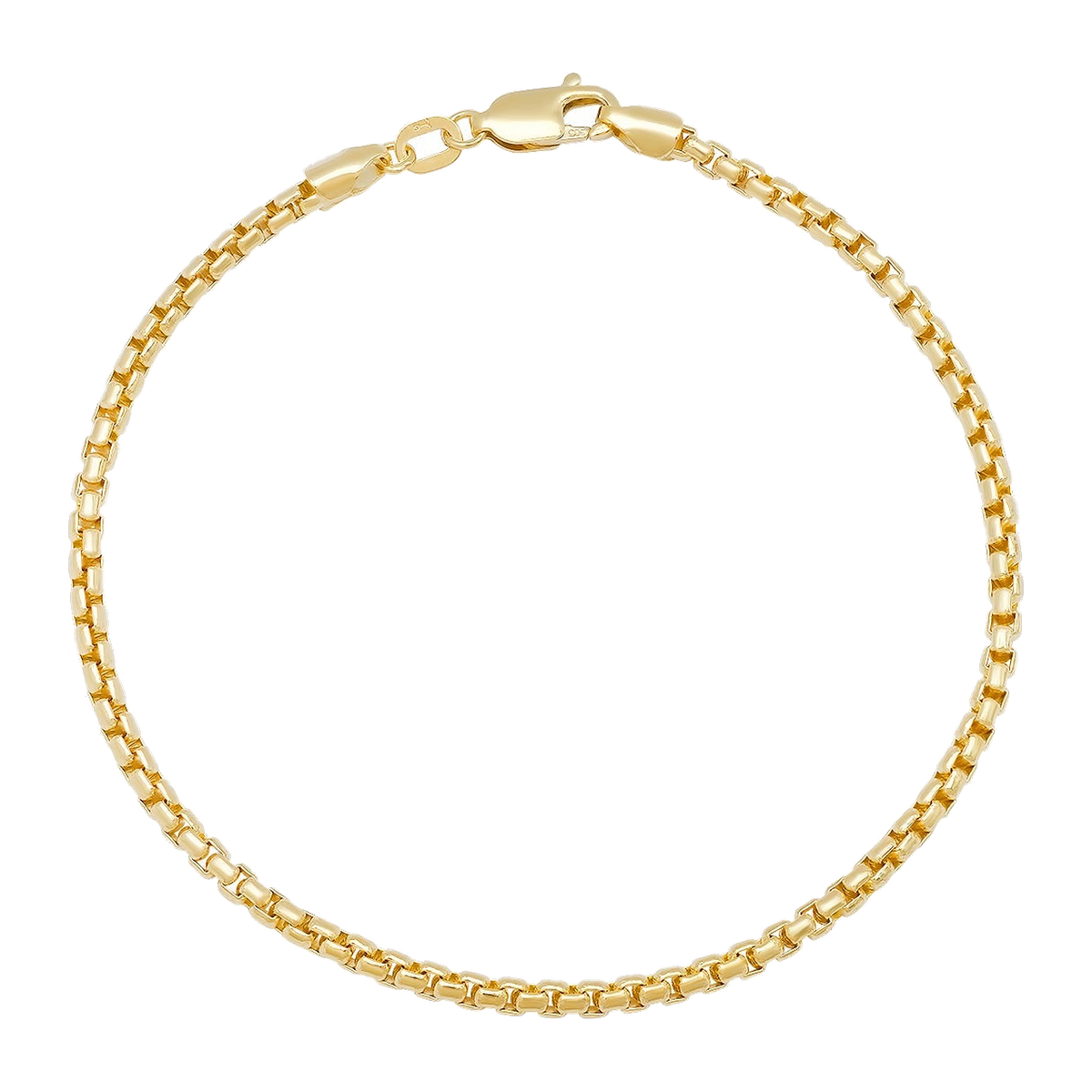 2.5MM Solid Rounded Box Bracelet — yellow gold
