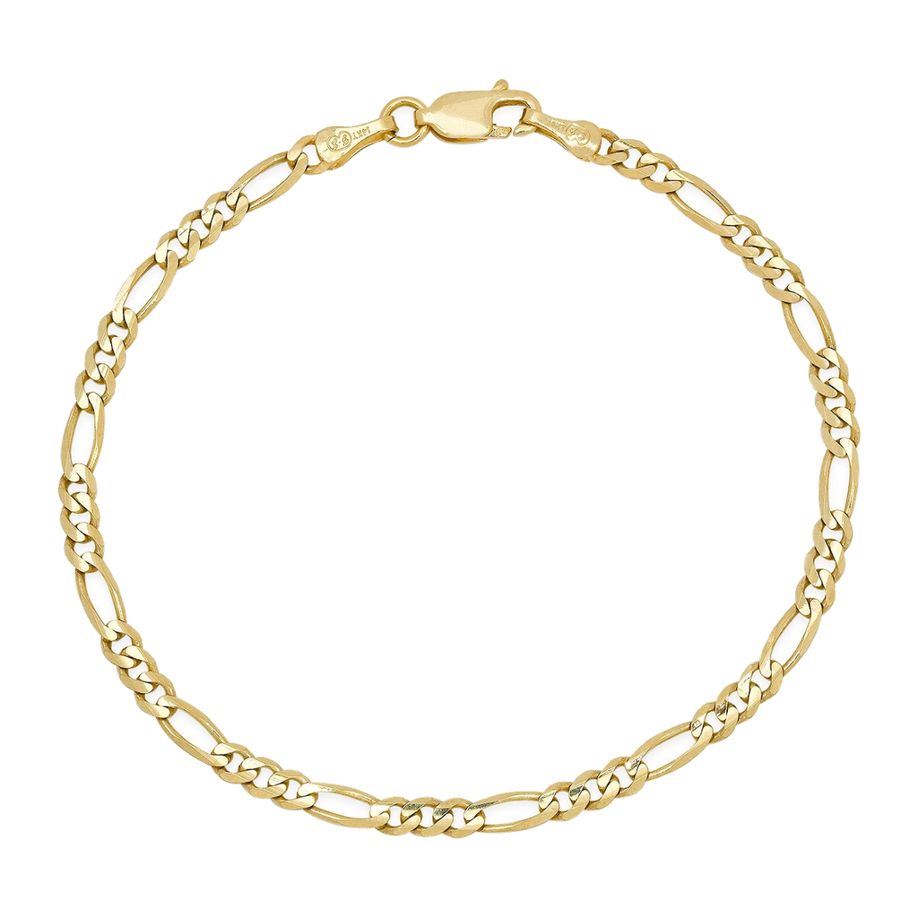 3MM Solid Figaro Bracelet — yellow gold