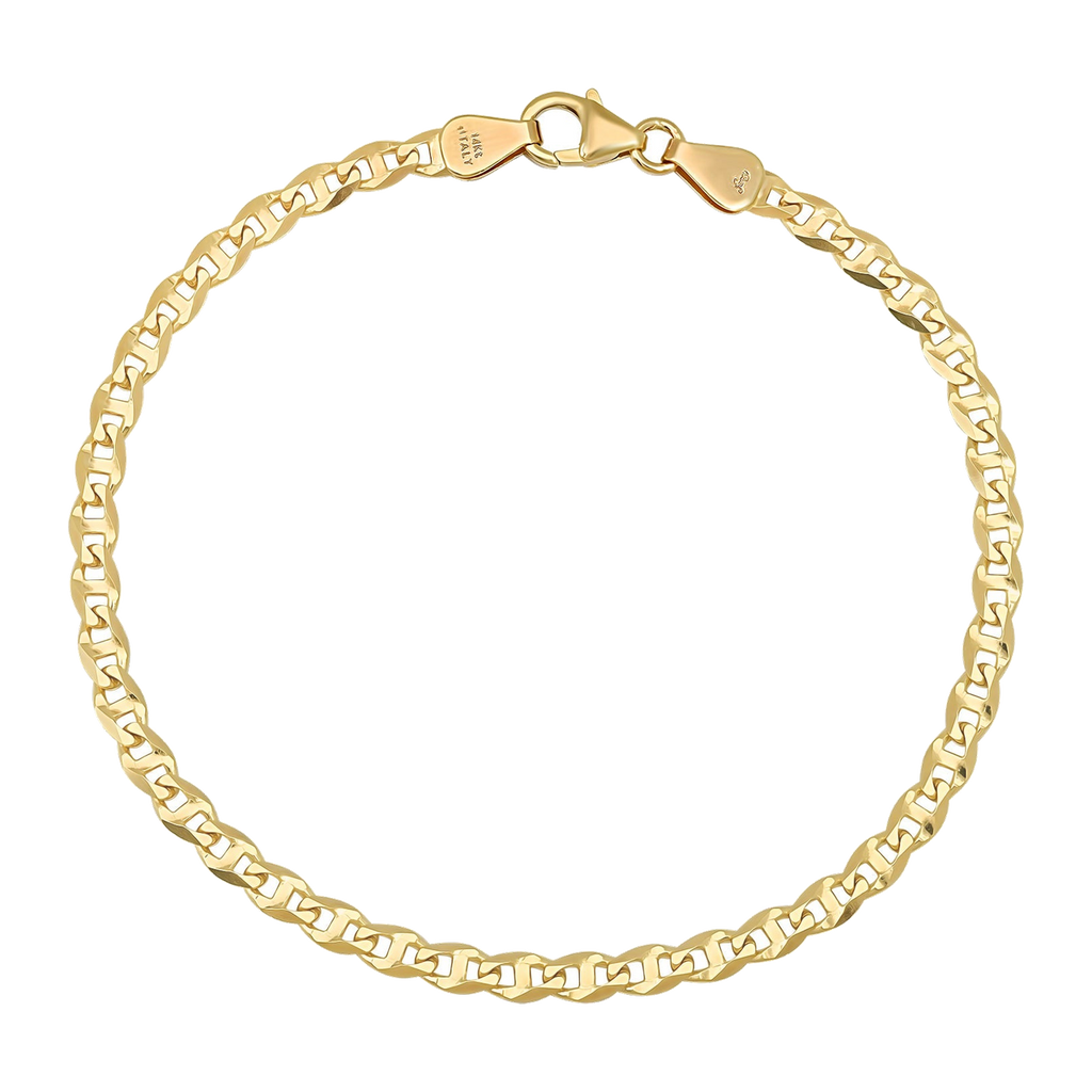 4.5MM Solid Diamond-Cut Mariner Bracelet — yellow gold