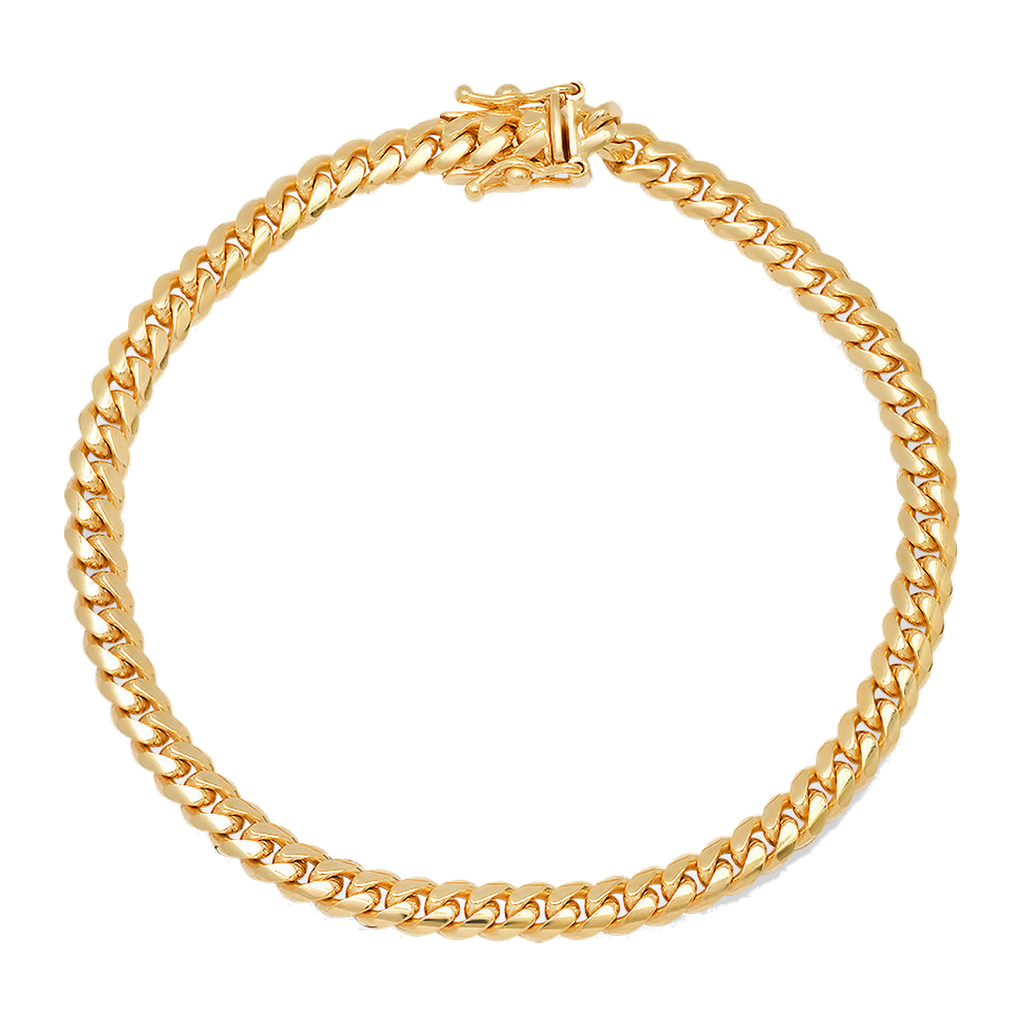4.5MM Solid Miami Cuban Link Bracelet — yellow gold