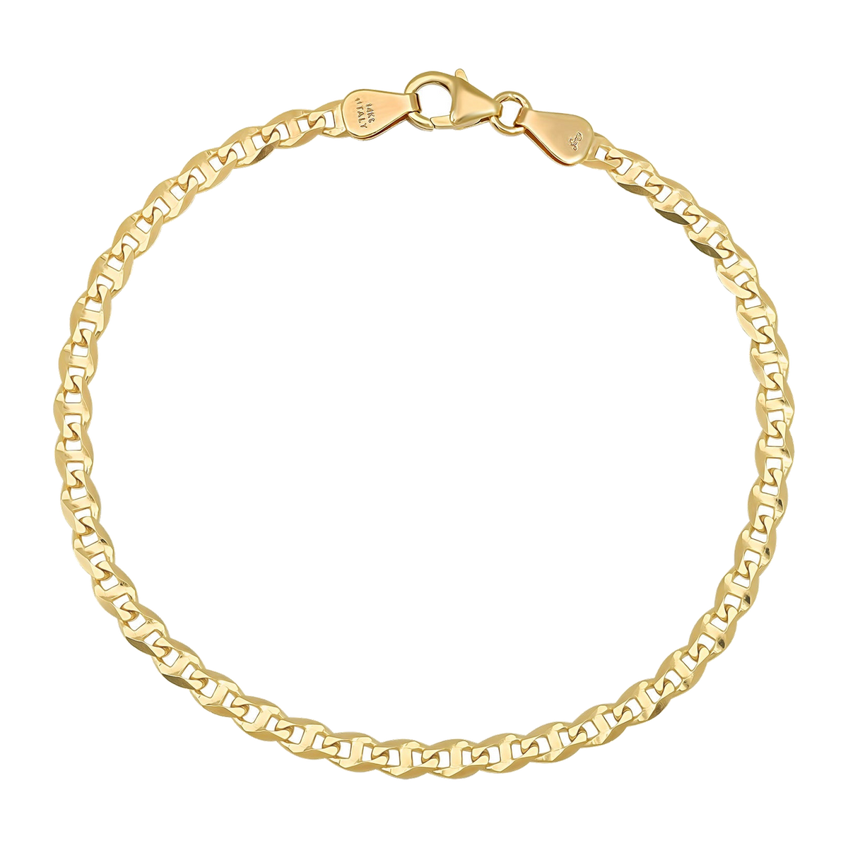 4MM Solid Diamond-Cut Mariner Bracelet — yellow gold