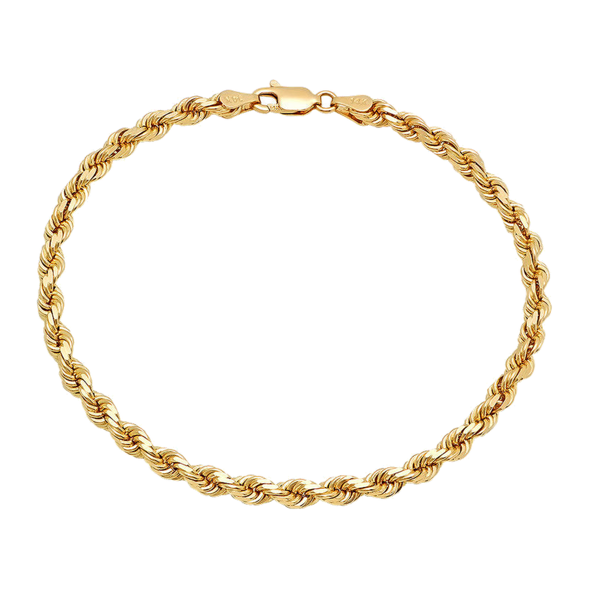 4MM Solid Diamond-Cut Rope Bracelet — yellow gold