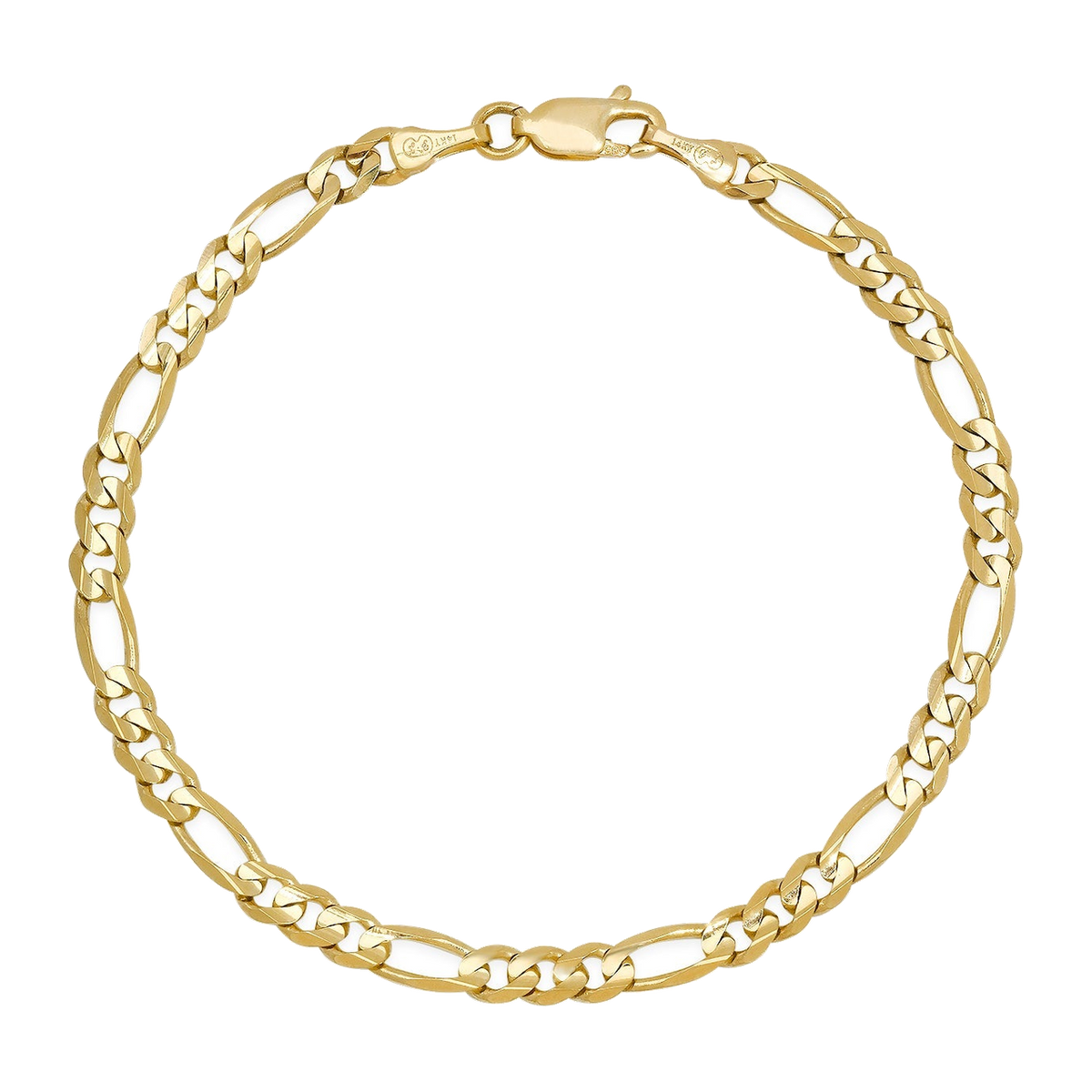 4MM Solid Figaro Bracelet — yellow gold