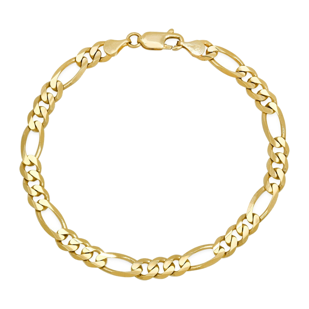5.5MM Solid Figaro Bracelet — yellow gold