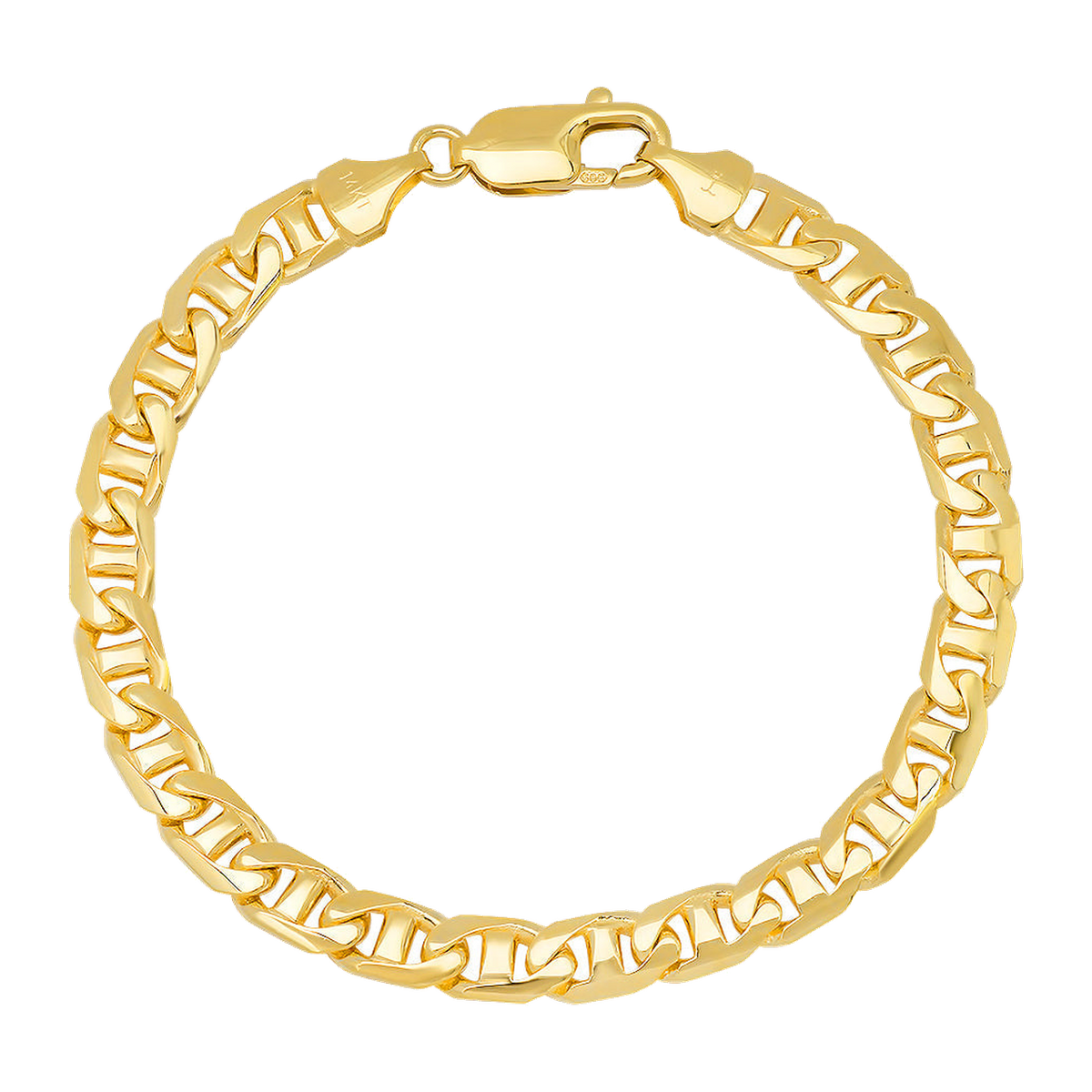 6.5MM Solid Yacht Link Bracelet — yellow gold