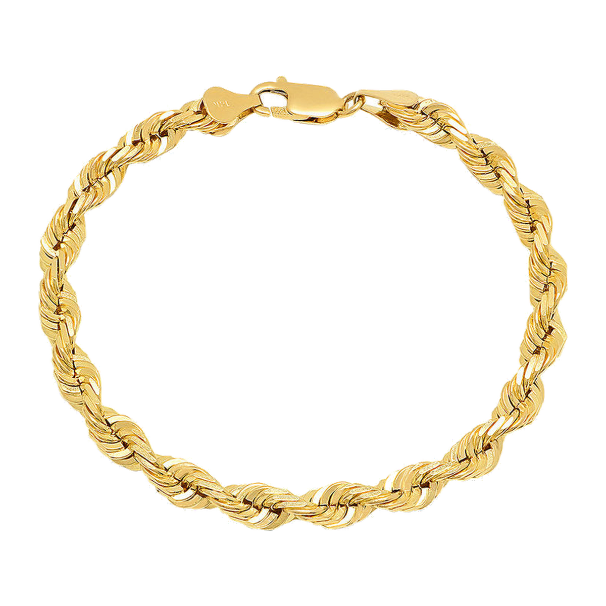 6MM Solid Diamond-Cut Rope Bracelet — yellow gold