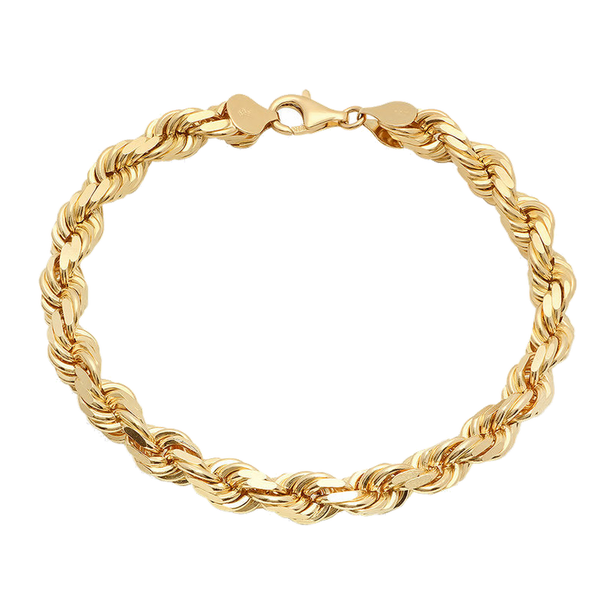 7MM Solid Diamond-Cut Rope Bracelet — yellow gold