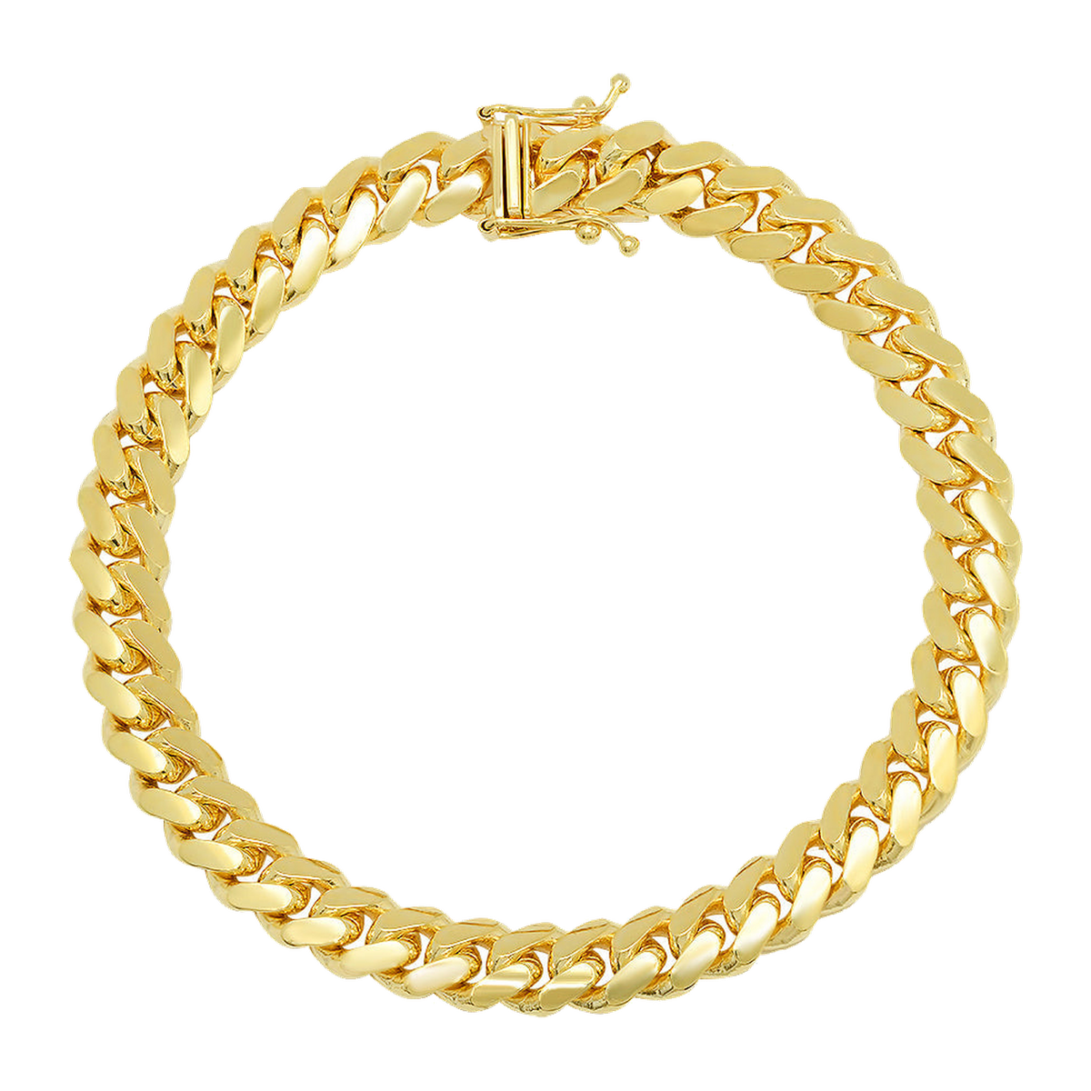 7MM Solid Miami Cuban Link Bracelet — yellow gold