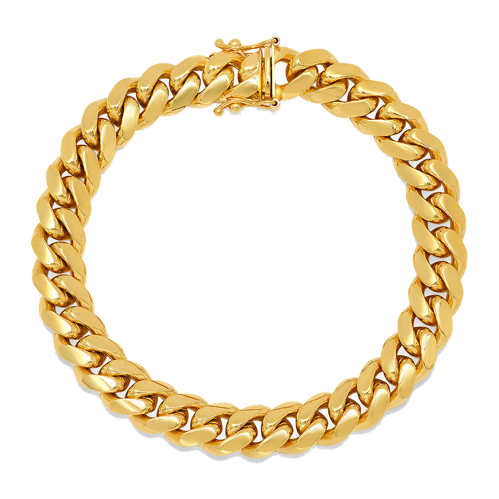 9MM Solid Miami Cuban Link Bracelet — yellow gold