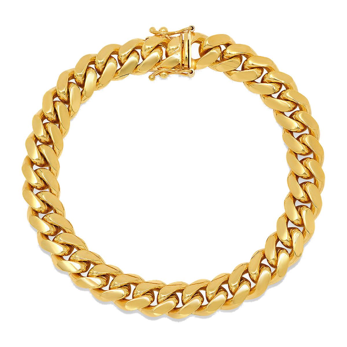9MM Solid Miami Cuban Link Bracelet — yellow gold